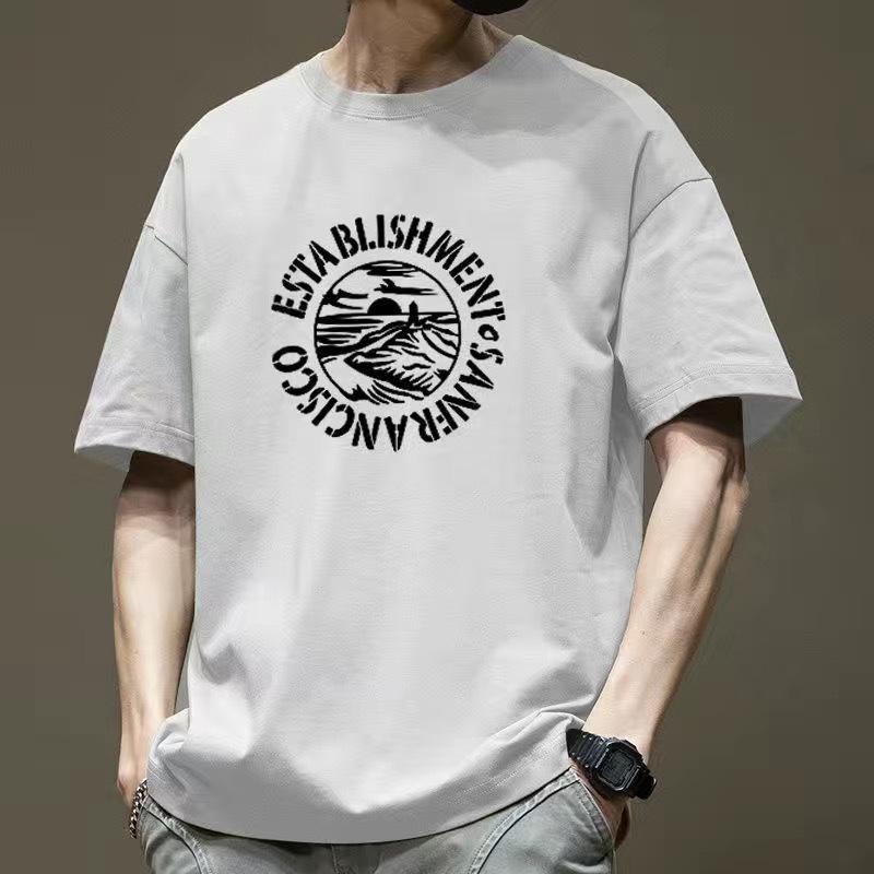 Футболки с буквенным принтом, короткие рукава, студенческие, повседневные, модные, мужские футболки, новинка лета, с круглым вырезом