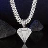 Full Diamond Pendant Cuban Chain, European and American Personality Trendy Men Ins Style Cool Hip Hop Rapper Necklace Jewelry