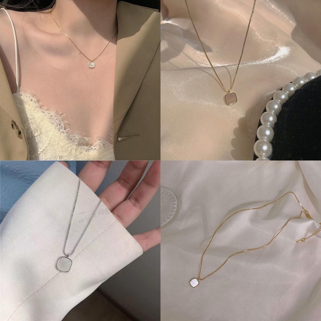 New Square Oil Dropper Necklace Minimalist And Trendy Design White Color Fashionable Pendant For Women