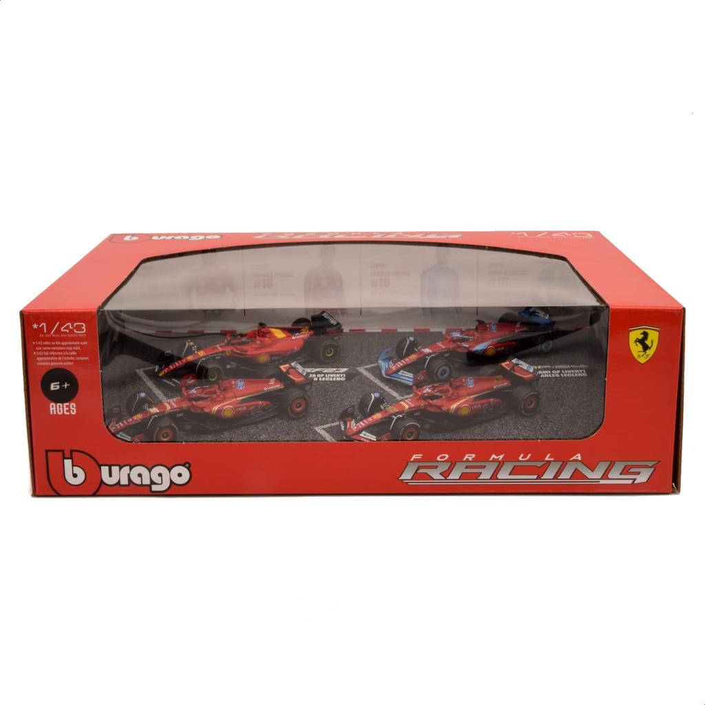 Bburago 2024 Edition Масштаб 1/43 Формула 1 Ferrari #16 Шарль Леклер (Без шлема) Набор из 4 / Литые модели автомобилей (Собранный) 18-36848