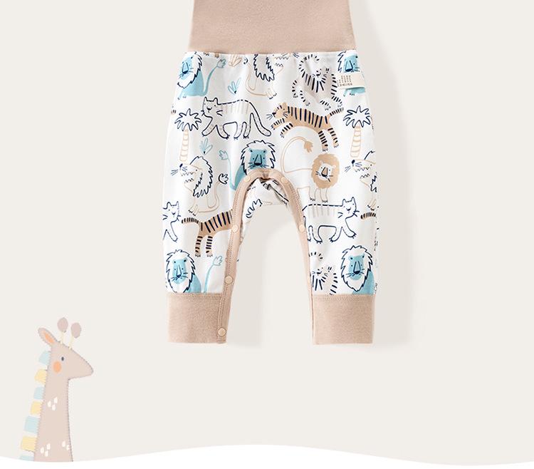 Детские штанишки из чистого хлопка с высокой талией и защитой живота - Весенне-осенний стиль