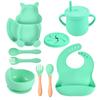 Children's Silicone Bib Silicone Dining Plate 6-Piece Set For Infant Supplementary Food Training Sucker Bowl Baby Divider Set