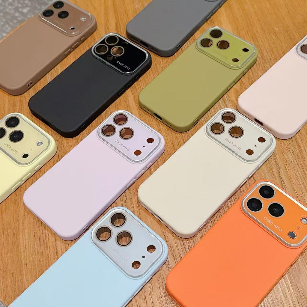 Large Window Camera Protection Silicone Case For iPhone 17 16 15 14 13 12 11 Plus Pro Max Solid Color Matte Shockproof Cover