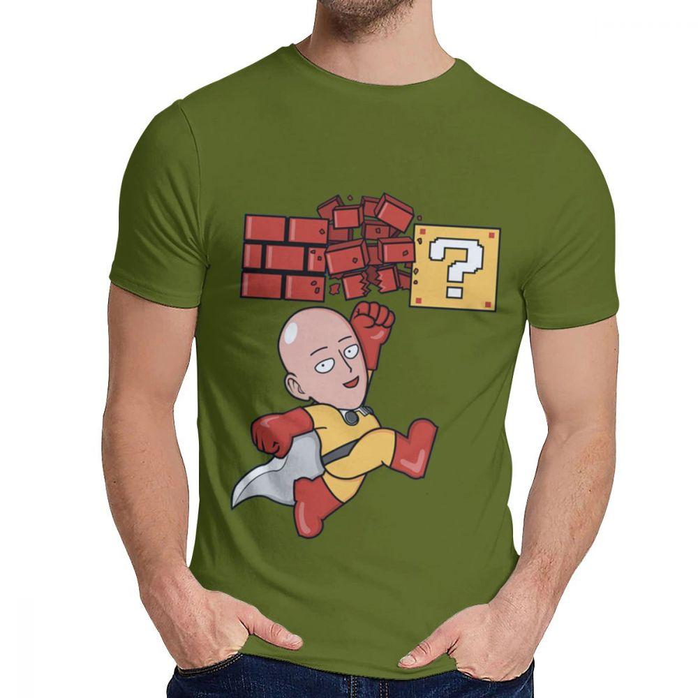 Гик One Punch Man Сайтама Футболка Унисекс Хипстерская Хлопковая Футболка Круглый Вырез
