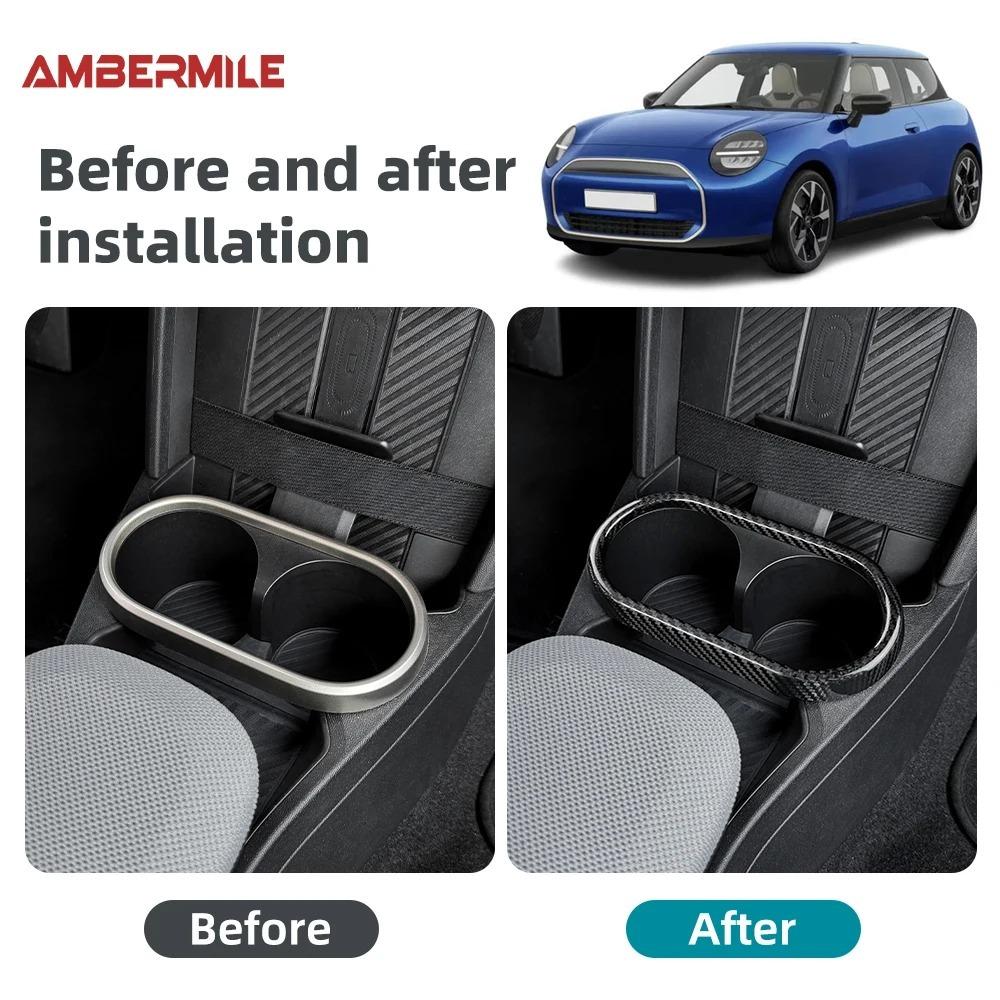 For MINI Cooper S F65 F66 F67 2024 2025 Real Hard Carbon Fiber Car Central Console Water Cup Holder Cover Interior Trim Sticker