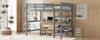 Loft bed, 140 x 200, children's loft bed with storage compartments and under-bed desk, without mattress, grey