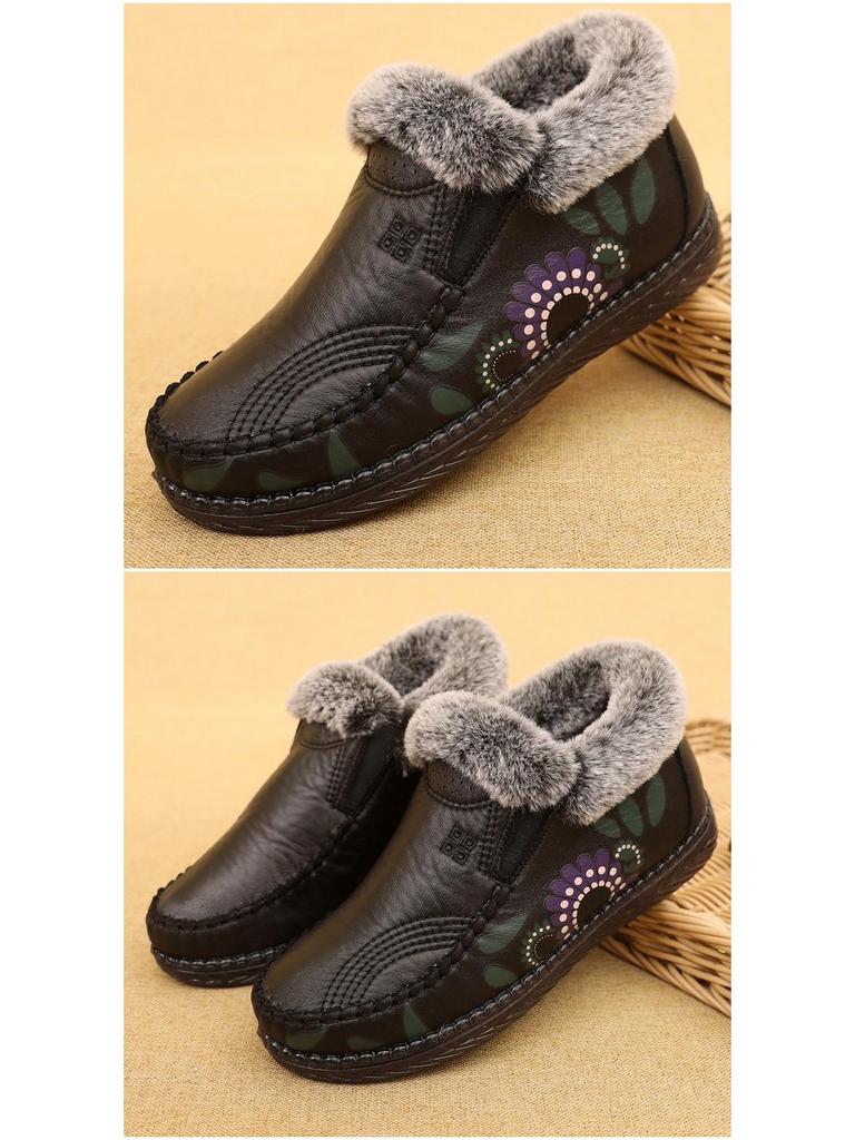 Теплая зимняя обувь с бархатной подкладкой для женщин среднего и пожилого возраста - легкие, мягкие, нескользящие ботинки из ткани Old Beijing