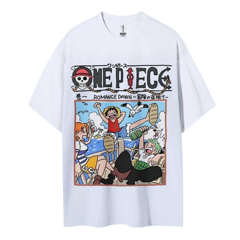 ONE PIECE Периферийные товары Мужская Летняя Повседневная Свободная Футболка Дышащий Хлопок Для Ежедневного Отдыха и Вечеринок на Тему Комиксов 2025