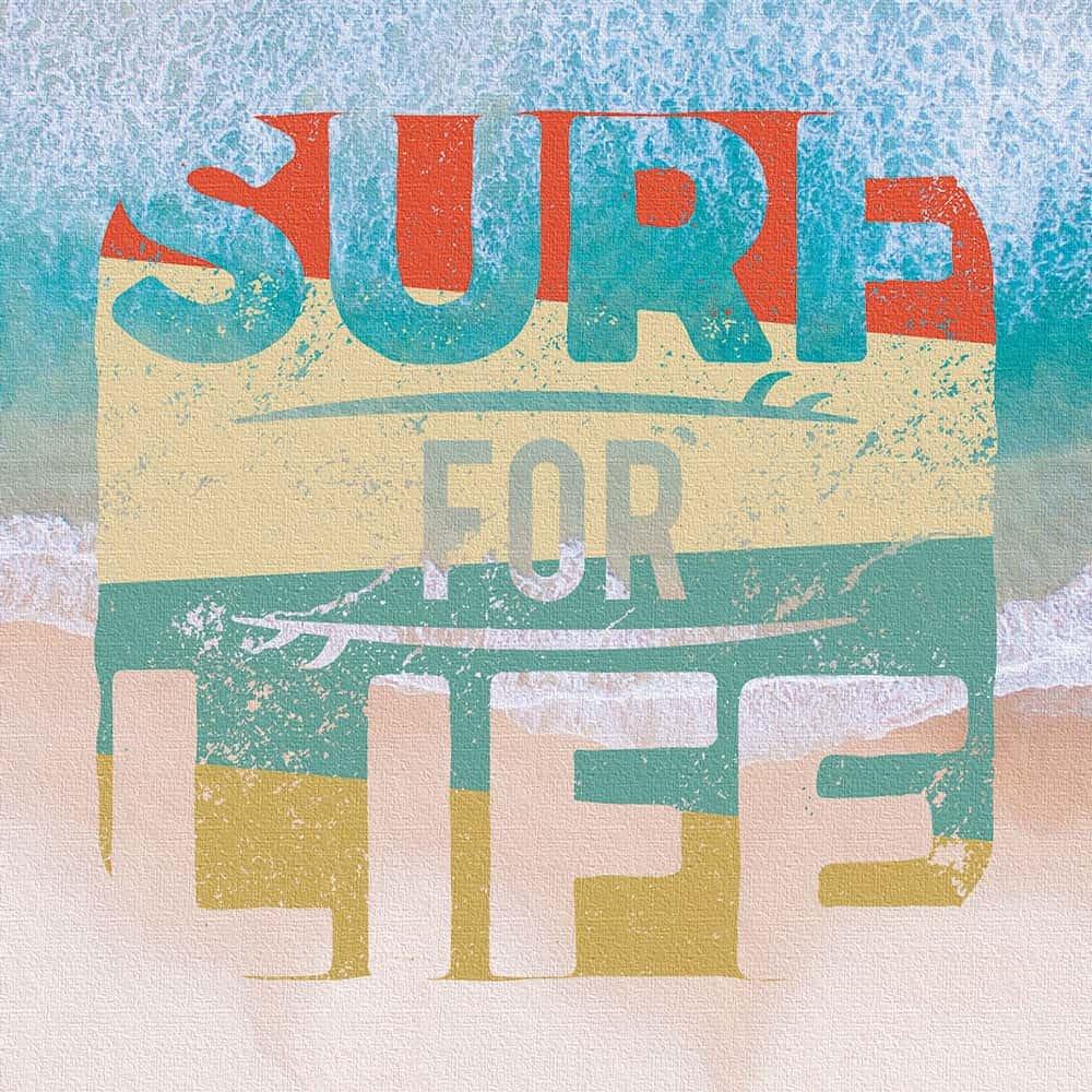 Typography Surf Art Panel 57cm x 57cm L Size Made in Japan Poster Stylish Interior Decor Living Room Interior Design Ocean Summer Pop Fabric Panel