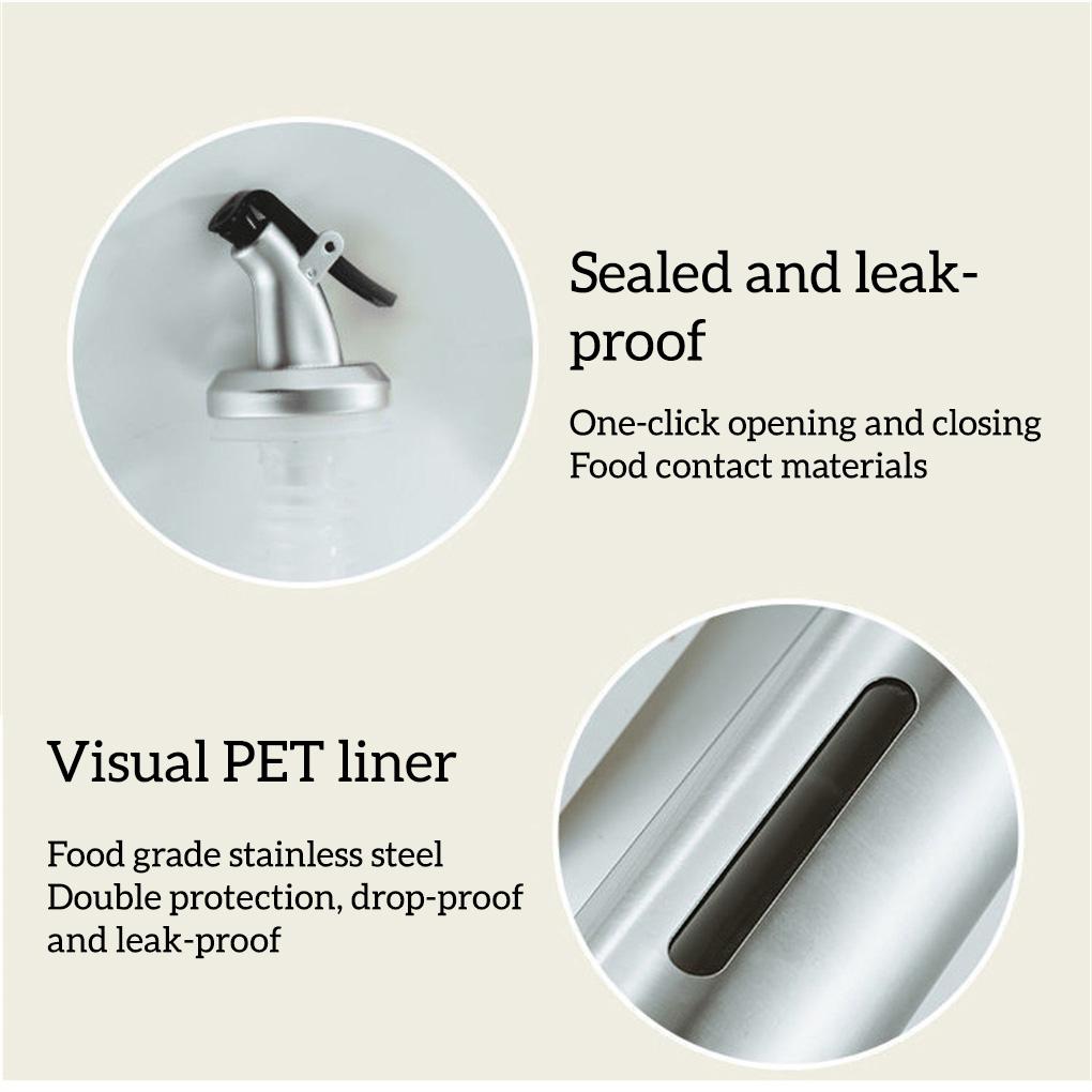 Portable Kitchen Stainless Oil Bottle Leak-proof Vinegar Sauce Holder Dispenser Visual Empty Can Gift Seasoning Baking