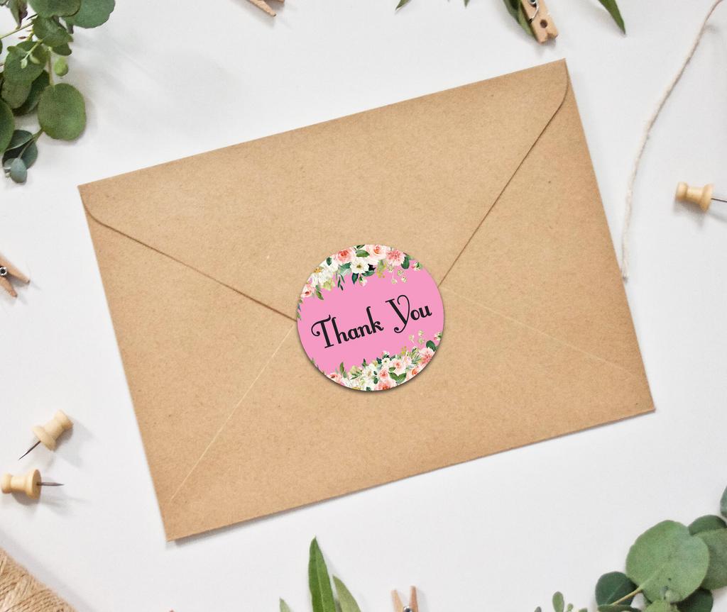 Darling Souvenir DIY Rose Blossom 1.6 Inches Light Pink Round Thank You Stickers DIY Envelope Seals-45