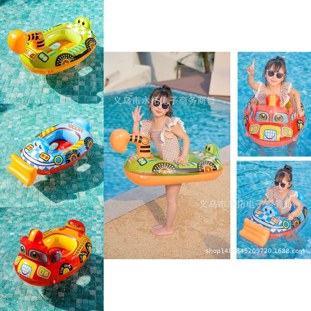 Утолщенный Мультяшный Пожарный Грузовик Экскаватор Бульдозер ПВХ Детское Сиденье Круг для плавания для Мальчиков Малышей