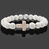 1PC Men Women Gift Cross Charm Beaded Bracelets Matte Bracelet Jewelry Handmade Natural Stone Prayer  Accessories