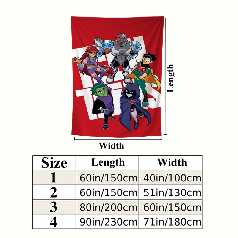 Teen Titans Wall Tapestry Aesthetic Wall Hanging Printed Fabric Blanket Decorative Tapestries For Bedroom Living Room Home Decor