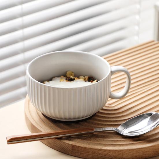 Керамическая чашка для молока с ручкой, безопасная чашка для бульона, эстетичные миски для завтрака, безопасная для микроволновки и духовки, посуда для дома, ресторана на открытом воздухе