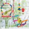11PCS Parakeet Cockatiel Bird Toys, Bird Cage Toy Set Wood Birds Swing Reliable Chewable Bite Bridge Parrot Toy Cage Accessories