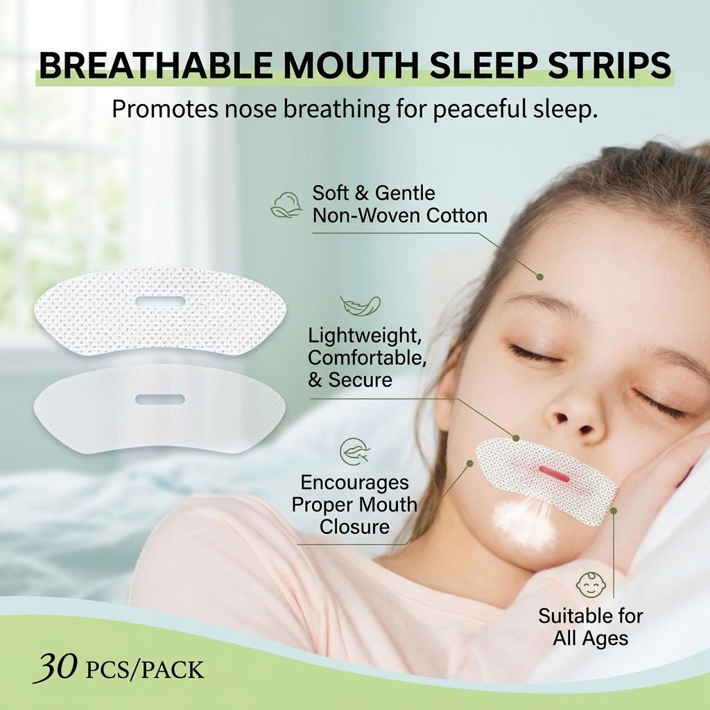 Anti Snoring Mouth Tape Natural Sleeping Adhesive Breathable Lip Strips Closed Mouth Support Night Sleep Mouth Guard for Kids 3