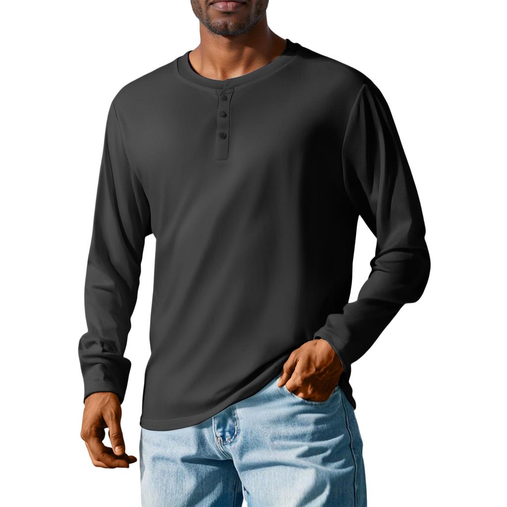 Men'S Button Loose Casual Long Sleeved Shirt Fashionable Top