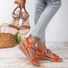 Summer String Bead Wedge Sandals 2025 New Women's Shoes Elastic Band Women's Sandals Fashion Color Matching Casual Sandals Women