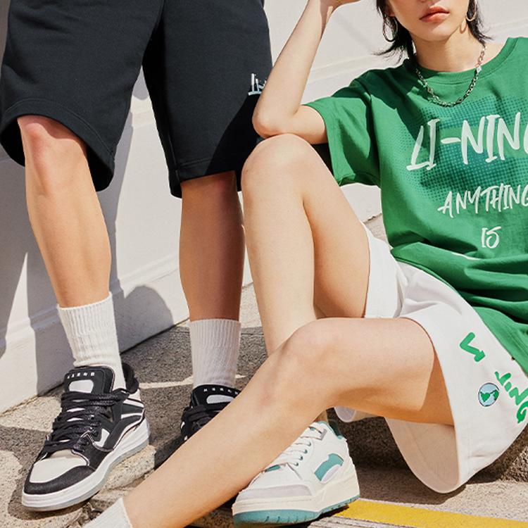 Li-Ning Спортивные шорты с принтом в виде мультяшных букв, прямые, женские, черные AKST664-2