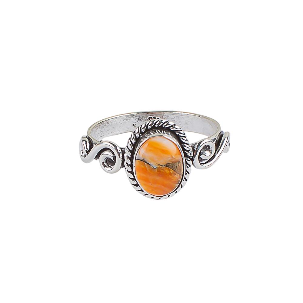 Orange Copper Turquoise Gemstone 925 Sterling Silver Jewelry Handmade Oval Ring RR-14-21