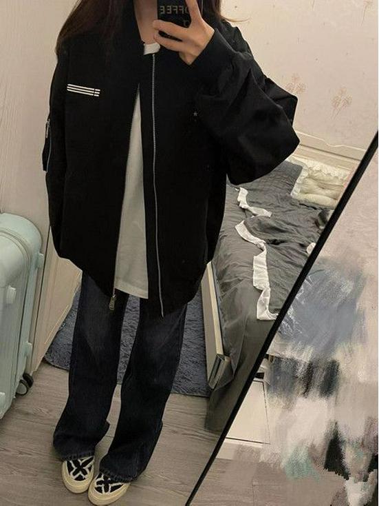 Женская повседневная куртка-бомбер с вышивкой флага, весна/осень 2025