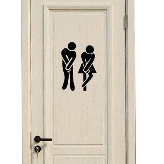 Cute Man Woman Washroom Toilet WC Bathroom Door Sticker ADM