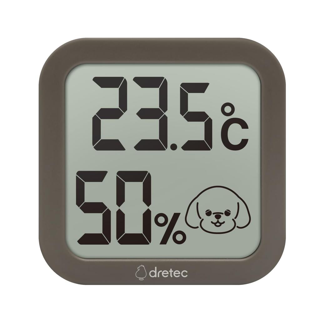 Dretec Pet Thermometer and for Dogs and Room Temperature Indoor Large Heatstroke Summer and Winter Heat and Cold Comfortable Brown Hygrometer,