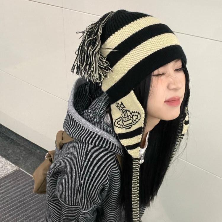 Anime Cosplay Apparel Beanies Okazaki Shinichi NANA Hats Girl Knitted Hat Tassel Ear Protection Hat Winter Fall Casual Bonnet Gorro