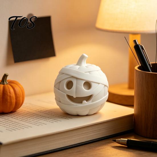 Hand Painted Ghost Ornament 3D Printed Halloween Mummy Figurine, Blank DIY Paintable Bandage Pumpkin Statue, Tabletop Decor Mini Desktop for