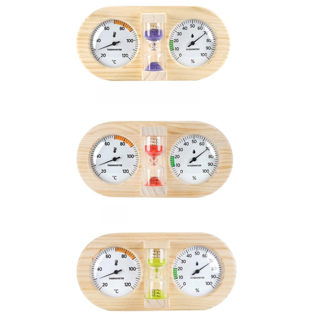 Сауна Термогигрометр с конструкцией из сосны для контроля температуры и влажности, настенный с функцией таймера