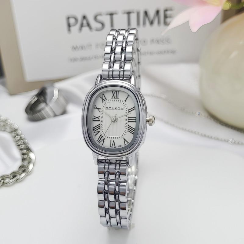 Luxury Gift Women Oval Dial Quartz Watch Adjustable Ladies Stainless Steel Strap Wristwatch Watch Dropshipping Reloj De Mujer