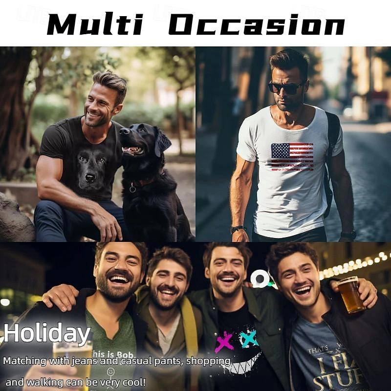 Men's T Shirt Summer Casual Short Sleeve Cartoon Print Funny Animal Cat T-Shirts Fashion Streetwear Male Oversized Clothing