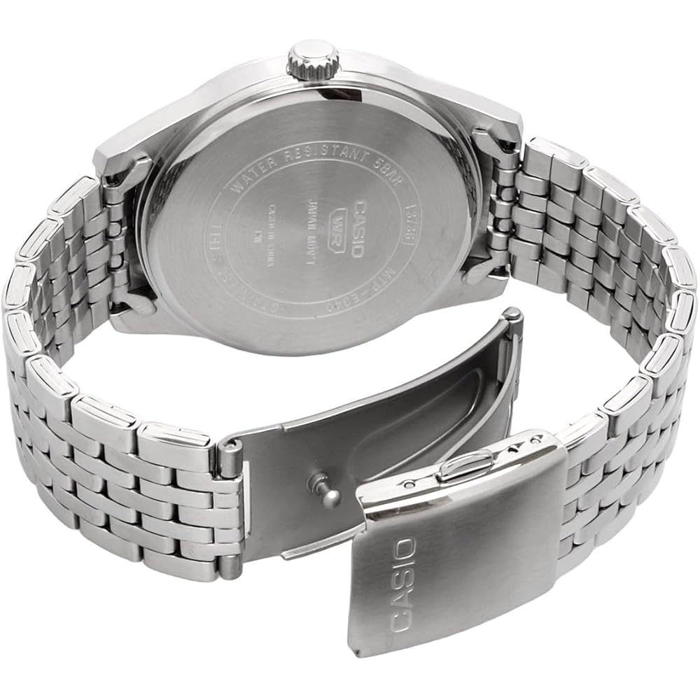 Мужские кварцевые часы Casio Standard MTP-E340D-1AV с многофункциональным календарем, 7-звеньевой браслет, серебристый, черный