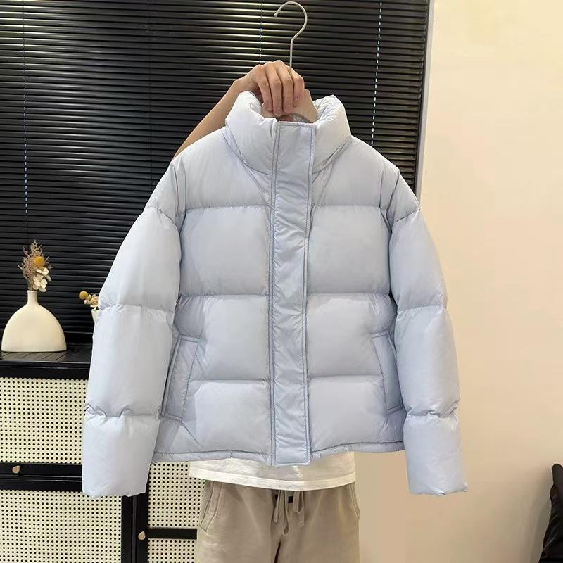 95 белый утиный пух маленькая куртка женская короткая зимняя 2024 новая корейская версия свободная утолщенная куртка из хлеба