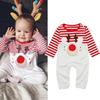 Christmas Newborn Infant Baby Red And White Striped Long Sleeve Jumpsuit