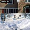 Square Christmas Fence Banner, Winter Snowman Santa Reindeer Gingerbread Snowy Forest Design, Polyester Outdoor Holiday Photo Backdrop