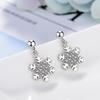 Korean S925 Silver Snowflake Earrings with Inlaid Diamonds - Elegant & Trendy for Women
