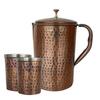 Pure Copper Drinkware Gift Set of 1 Jug & 2 Glass with Gift Box & Antique Dark Hammered Design, Jug-1.5 Litre & Glass-300 ML