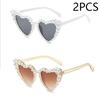 New In Luxury Fine Shimmering Love Pearl Sun Glasses Women Heart Glasses Casual Bling Sunglasses Lentes  Mujer