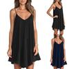 Женское весенне-летнее платье с V-образным вырезом, сплошное шифоновое платье без рукавов, сексуальное платье на бретельках