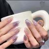 Искусственные ногти ручной работы Фиолетовый кошачий глаз Стеклянные иллюзии Фототерапевтические ногти Накладные ногти Многоразовые и съемные ногти