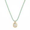 Stainless Steel Gold Tone Frame Heart Lock Marquise Zircon Pendant Colorful Braided Rope Necklace for Women Stackable Jewelry