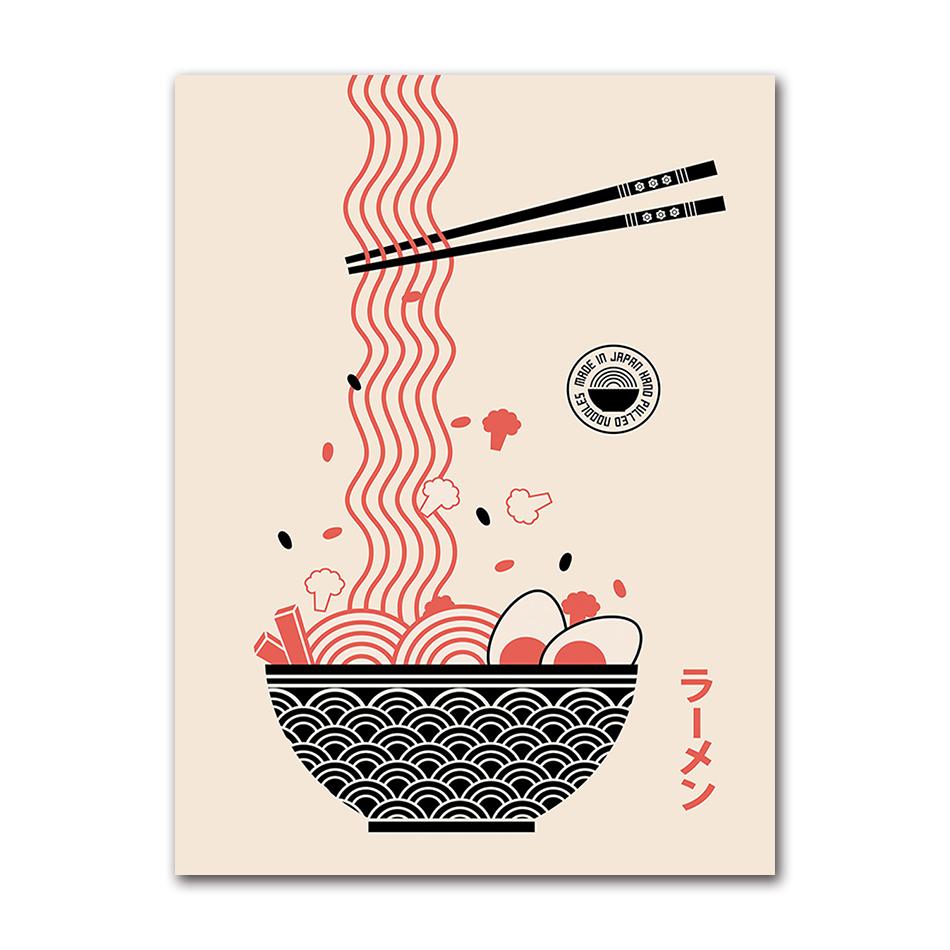 Japanese Ramen Pasta Oranges Lemon Wine Cheers Poster Canvas Painting Print Wall Art Picture for Living Room Kitchen Home Decor