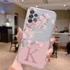 Чехол-буква для Samsung A32 A22 A12 A13 A33 Capa Модный чехол для телефона Розовые цветы Алфавит Прозрачный Прозрачная задняя панель Funda