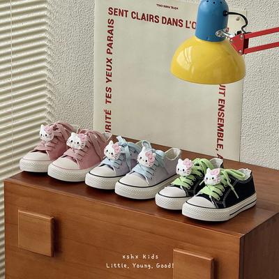 XSHX кошка корейские парусиновые туфли девочки липучка низкий верх двухцветные нескользящая резина профессиональные кеды для скейтборда мягкий носок