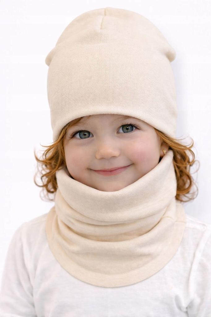 Hat + Scarf Set 110-122 Children' Set 52-56 Spring Ecru