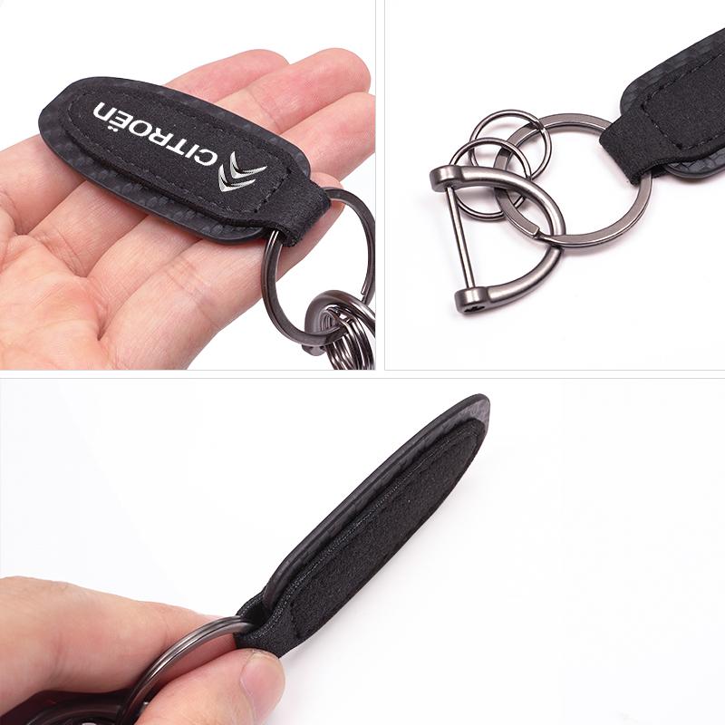 JOFT7 Carbon Fiber Keychain Gift Car Key Pendant Keyring For Citroen C5X e-C4 X e-C3 C4 C3 C5 Berlingo C-Elysee C-Crosser C1 C6 C2