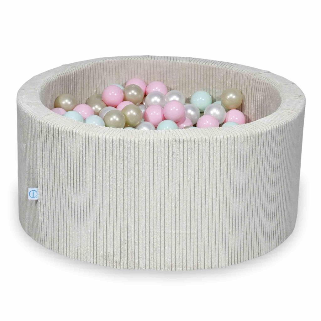 Dry pool 90x40 Corduroy Beige 300 balls: pearl, light pink, light mint, light gold