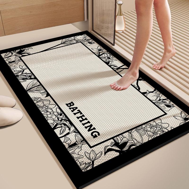 Toilet floor mat non-slip bathroom door mat absorbent foot mat toilet quick-drying diatom mud carpet at the door of the toilet